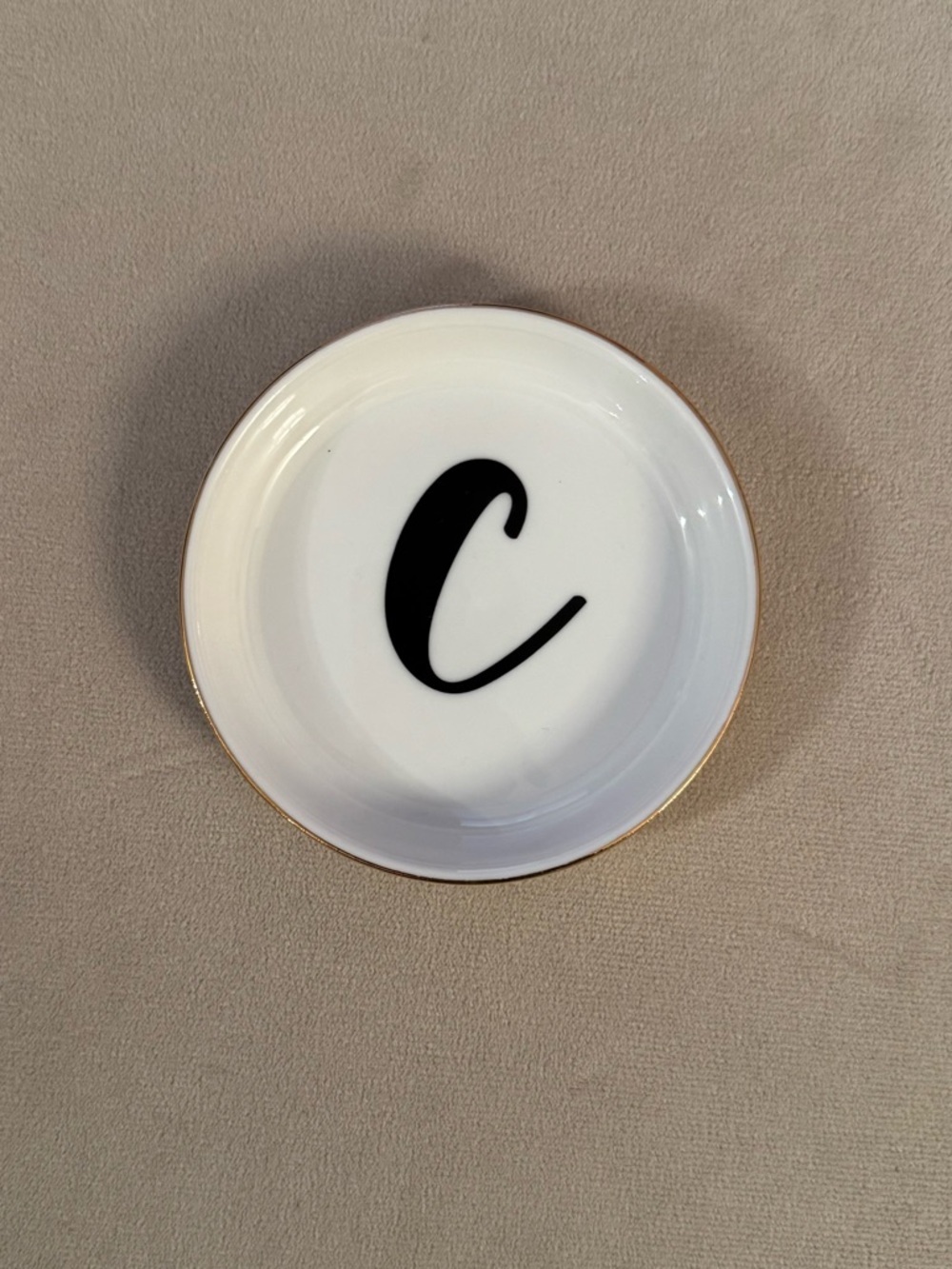 Monogram 'C' Trinket Dish with Gold Rim